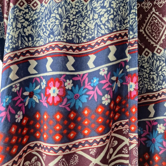 Hollister XS VTG Multi-Color‎ Print Kimono Cover-Up Blue Fringe Hem - Picture 7 of 14
